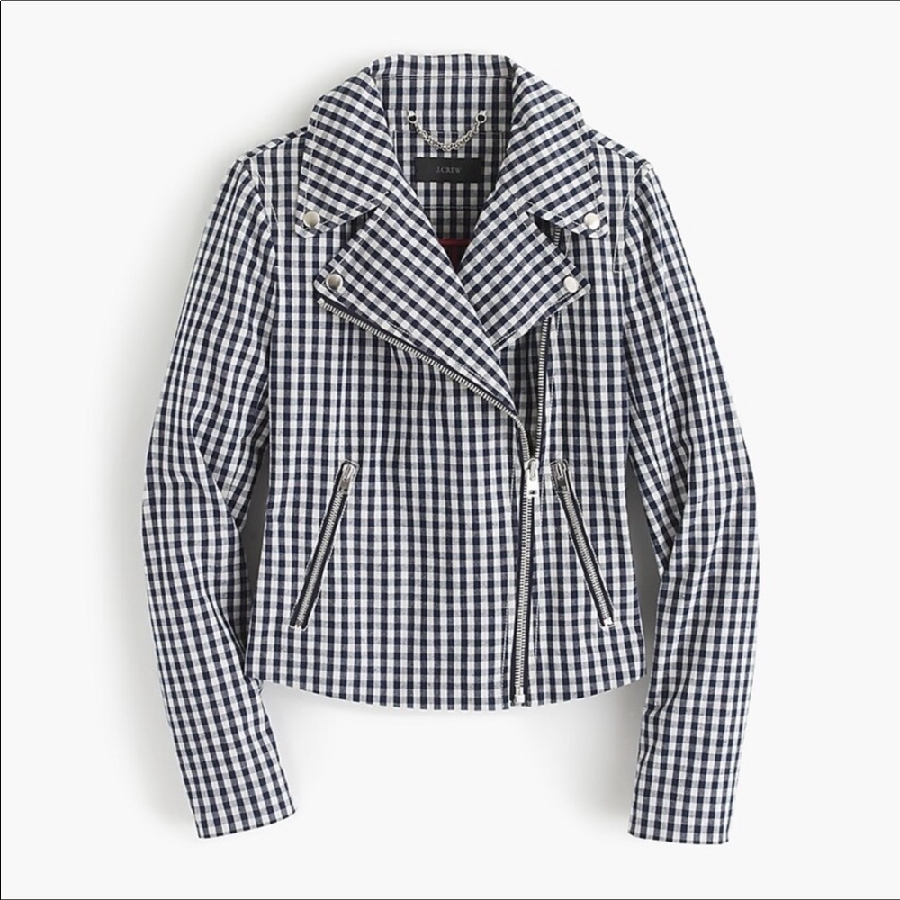 J. Crew Women’s Motorcycle Jacket in Gingham
